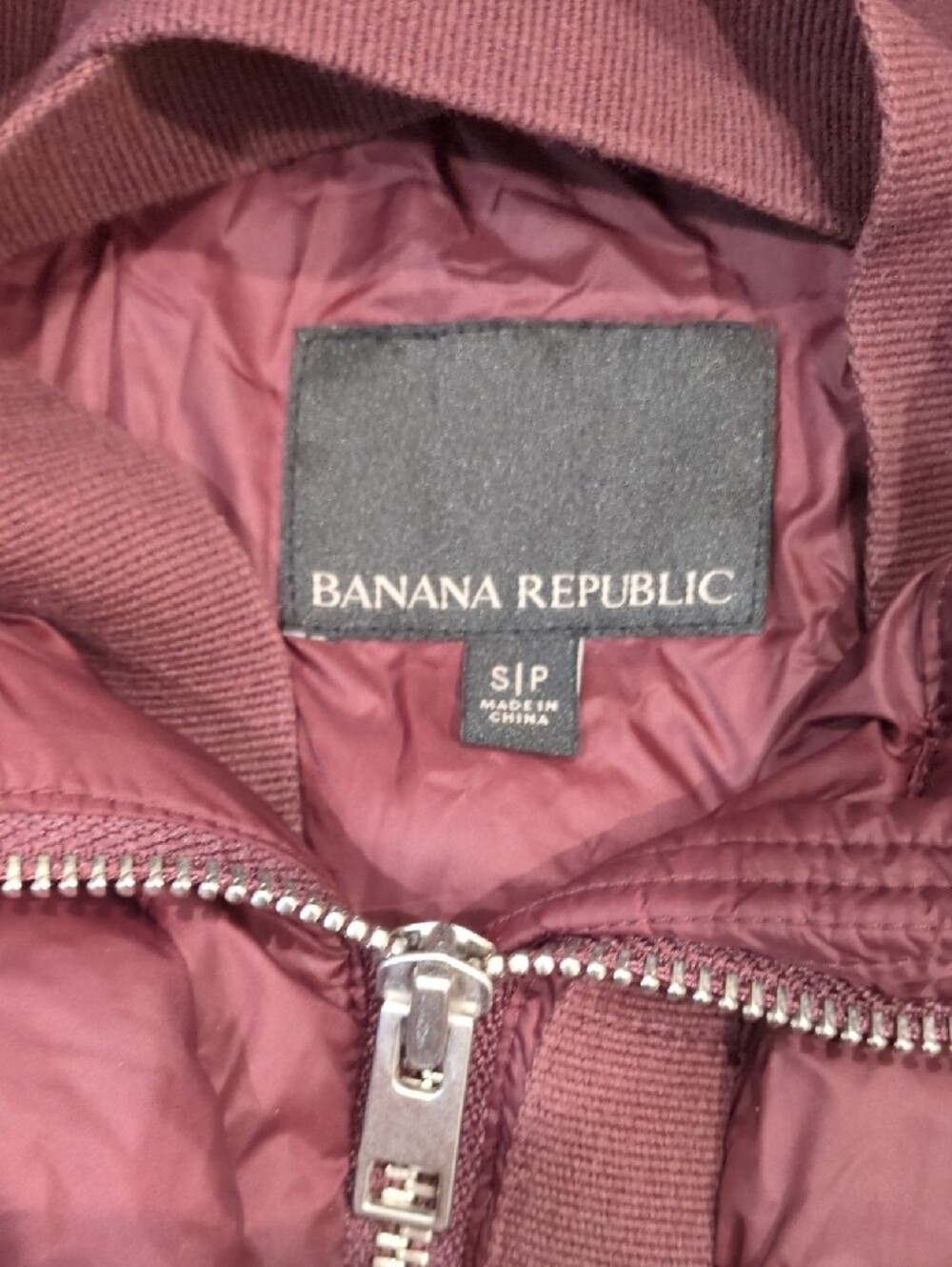 Banana Republic Hooded Puffer Jacket - Burgundy S - Picture 2 of 4
